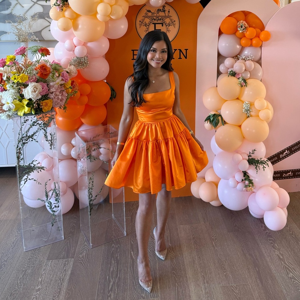 Sau Lee Orange Britney Mini Dress size 2